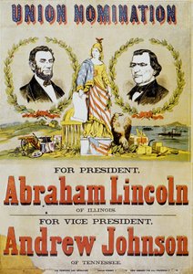 Az amerikai elnökválasztás plakátja: Abraham Lincoln jelölt és alelnöke, Andrew Johnson, 1860